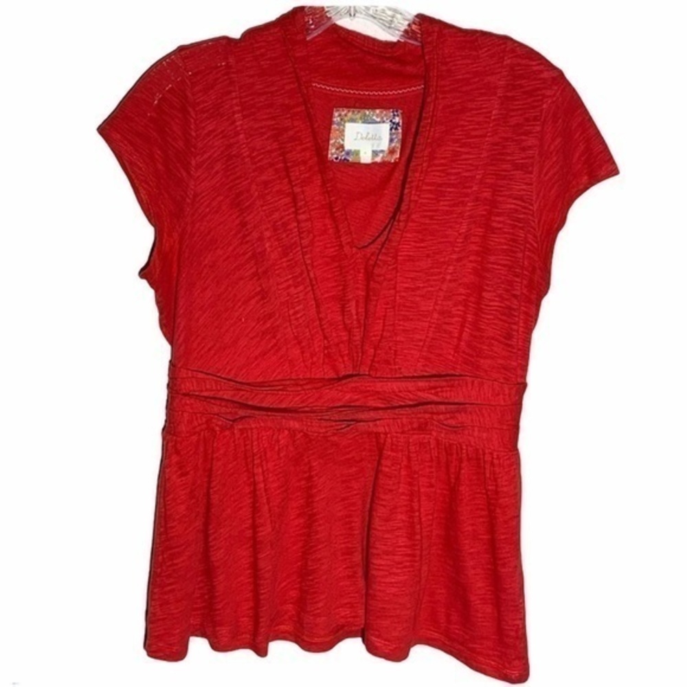 Anthropologie Deletta Red Cotton Top